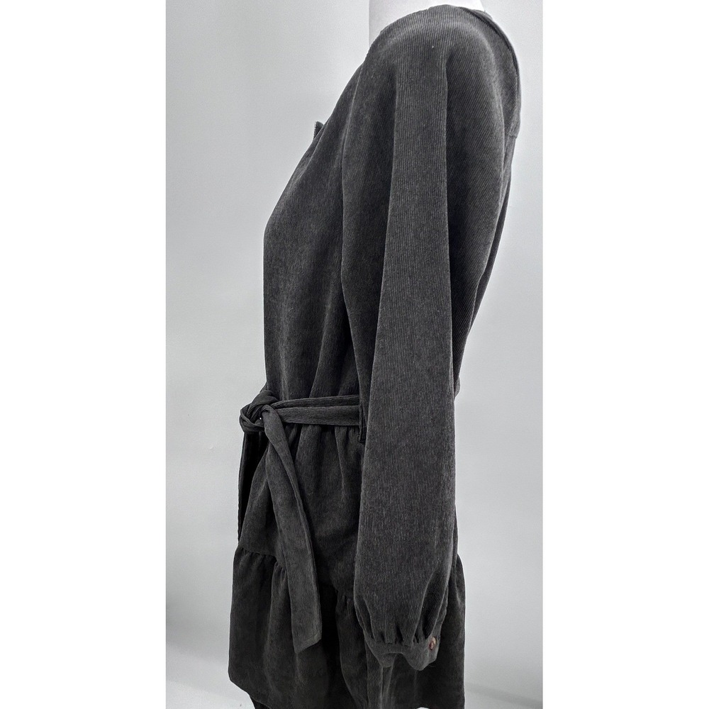Simply Southern Womens Gray Corduroy Tiered Belted Button Front Dress Small - Picture 8 of 13